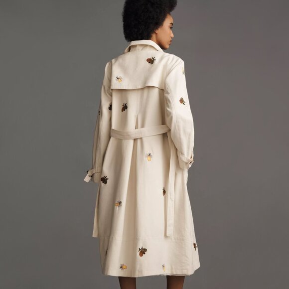 Anthropologie Jackets & Blazers - ANTHROPOLOGIE | Maeve | Cotton Fruit Embroidered Trench Coat | NWT